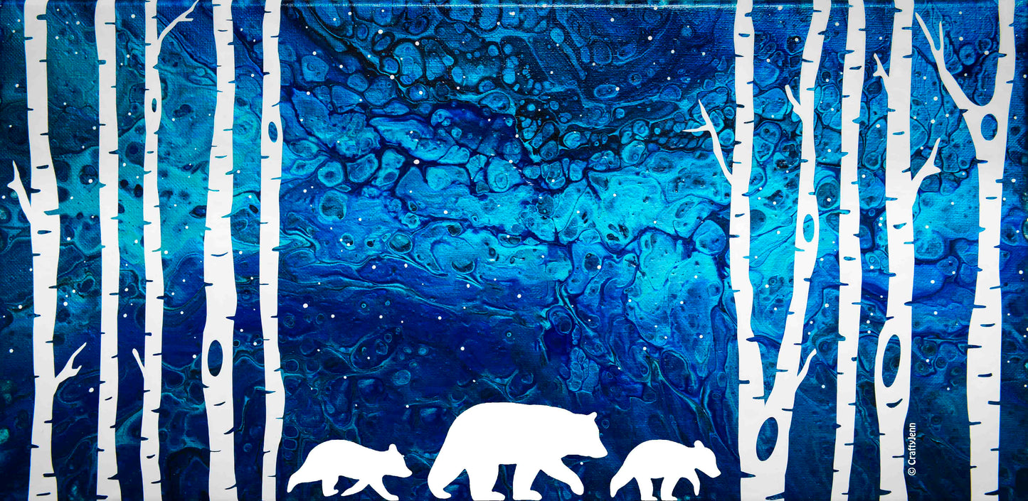 Trees & Deer 10x20 Silhouette Vinyl Decal - White